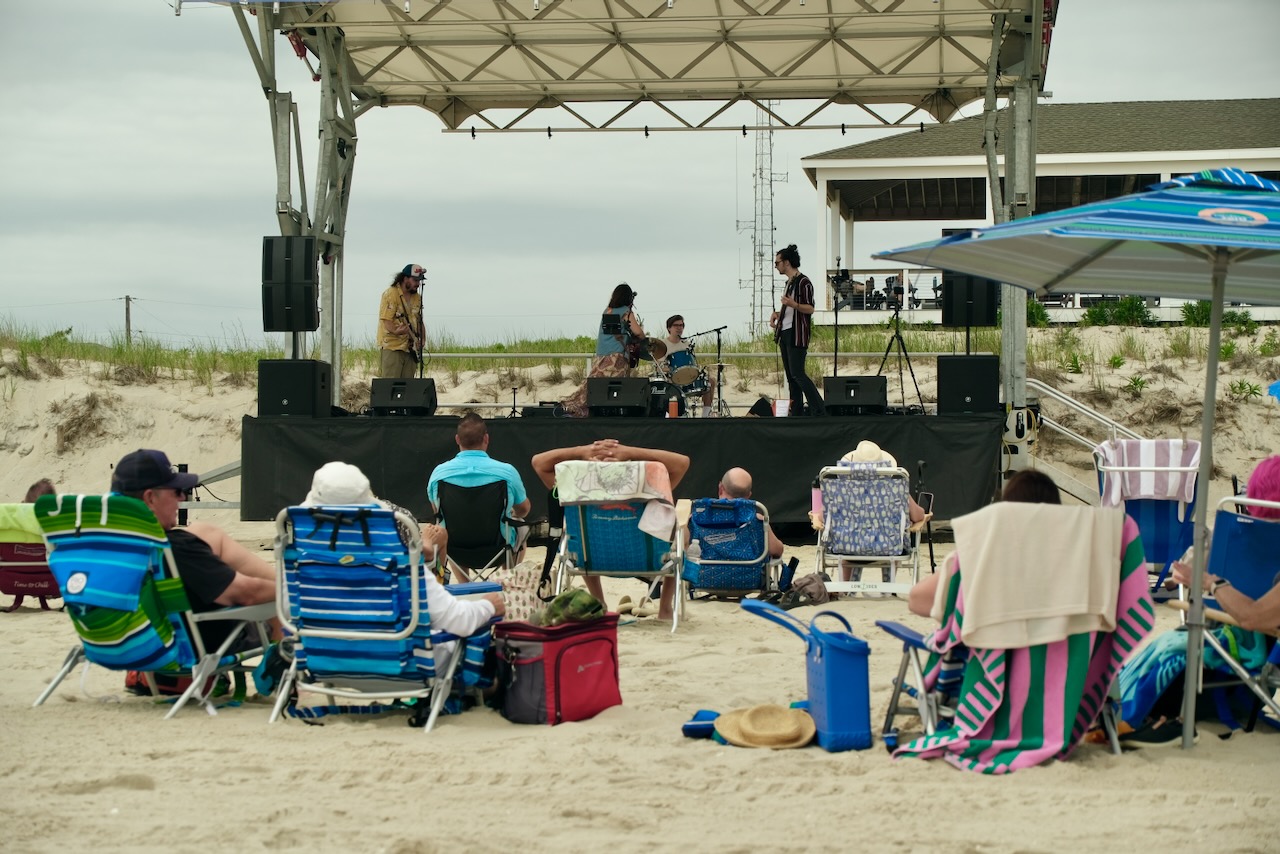 Live music performance on the beach